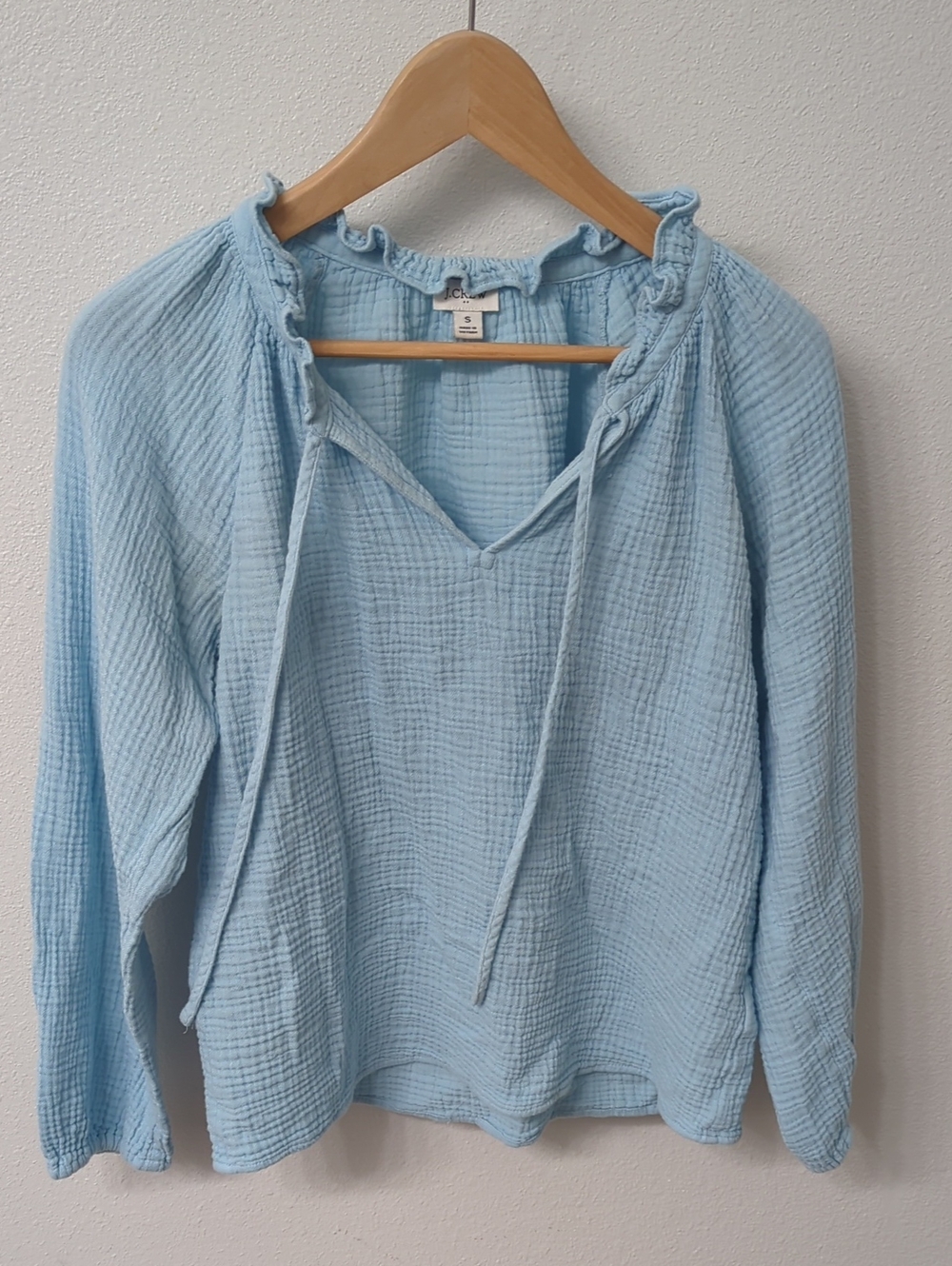 J. Crew Sky Blue Gauze Tie-Neck Tunic